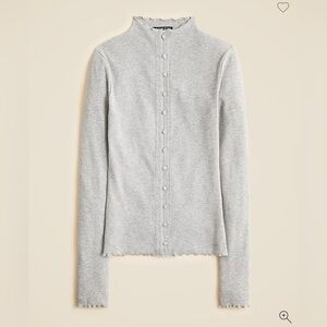 J CREW M Perfect rib cardigan top with jewel buttons In Grey CP555